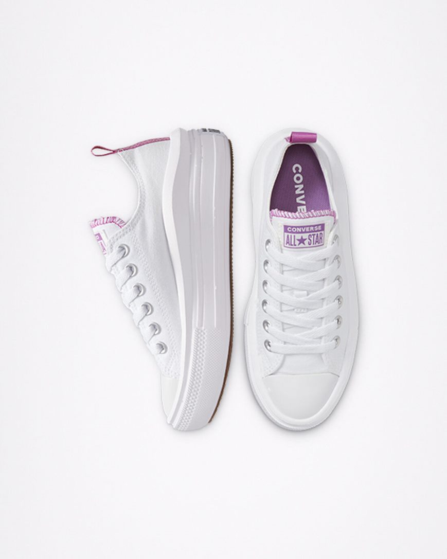 Zapatos Plataforma Converse Chuck Taylor All Star Move Bajas Niña Blancas Moradas Blancas | PE 0W4E72